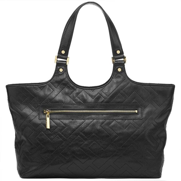 Tory Burch Stitch T Burch Tote In Black Leather